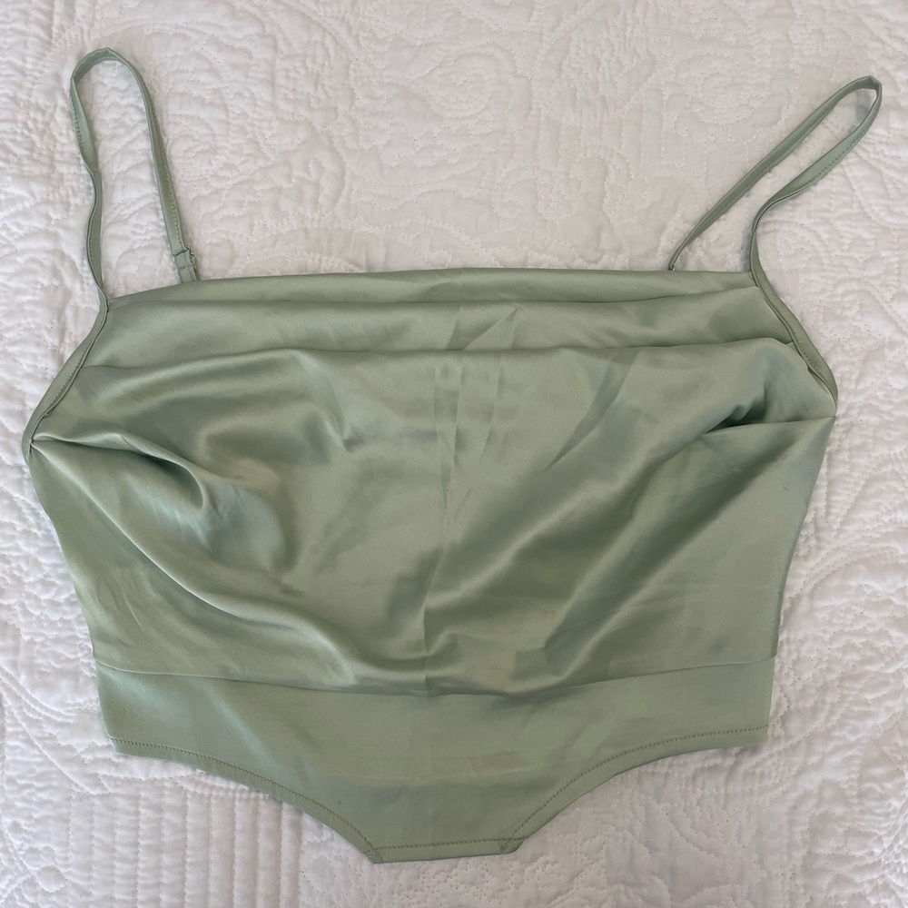 Pleated Cow Neck Crop Top